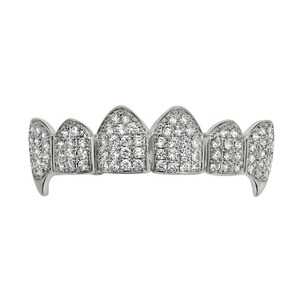 Bling Bling Vampire Grillz CZ Silver Top Teeth 1 Bling Bling Vampire Grillz CZ Silver Top Teeth