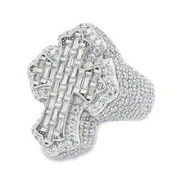 Budded Cross Emerald 7.60cttw VVS Moissanite Ring .925 Sterling Silver -Jewelry Sales Store budded cross emerald 600cttw vvs moissanite ring 925 sterling silver 7 white gold hiphopbling 369163