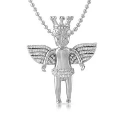 Cherub Angel Wearing Crown Hip Hop Pendant