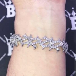 Crown Of Thorns VVS CZ Iced Out Hip Hop Bracelet -Jewelry Sales Store crown of thorns vvs cz iced out hip hop bracelet white gold 8 hiphopbling 643691