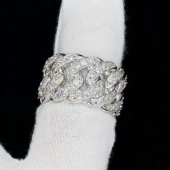 Cuban Link Iced Out Eternity Hip Hop Ring -Jewelry Sales Store cuban link iced out eternity hip hop ring white gold 7 hiphopbling 752836