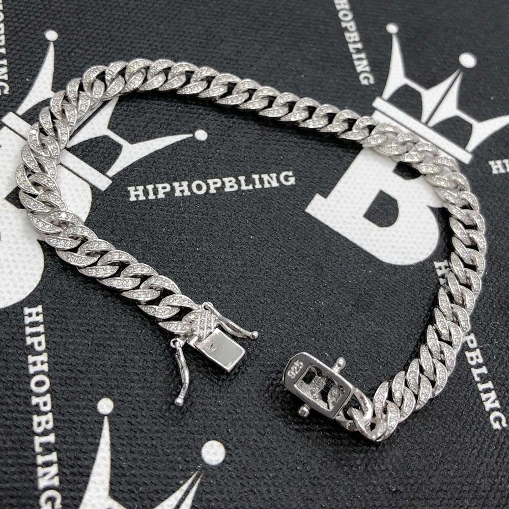 Cuban Moissanite Bracelet 6MM Iced Out .925 Sterling Silver 3 Cuban Moissanite Bracelet 6MM Iced Out .925 Sterling Silver - Image 3