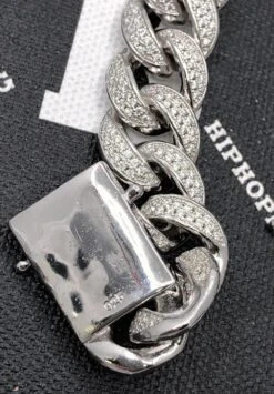Cuban Moissanite Bracelet Iced Out Lock 15MM .925 Sterling Silver -Jewelry Sales Store cuban moissanite bracelet iced out lock 15mm 925 sterling silver hiphopbling 909641