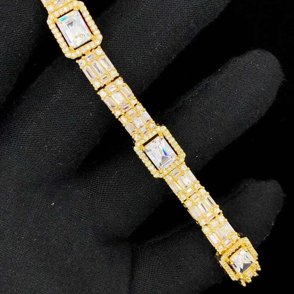 Custom Baguette Cluster Link Hip Hop Iced Out Bracelet 5 Custom Baguette Cluster Link Hip Hop Iced Out Bracelet - Image 5