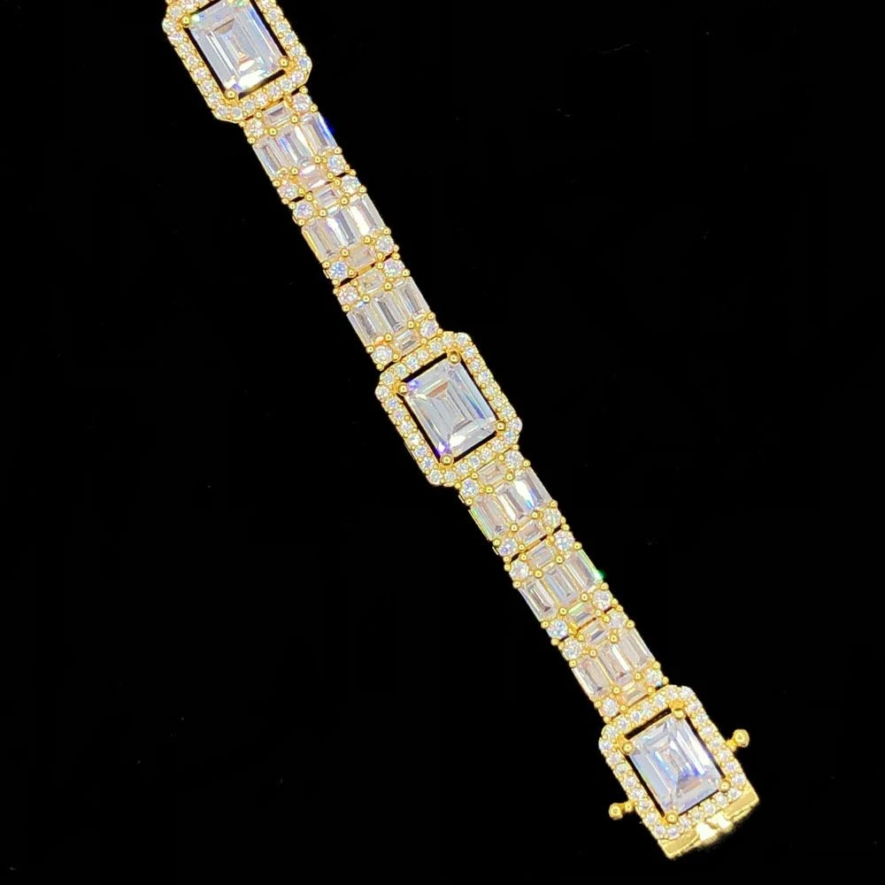 Custom Baguette Cluster Link Hip Hop Iced Out Bracelet 3 Custom Baguette Cluster Link Hip Hop Iced Out Bracelet - Image 3