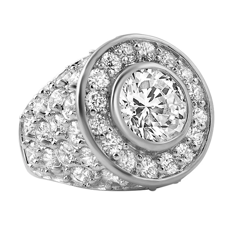Custom Centerstone Rhodium CZ Bling Bling Ring 1 Custom Centerstone Rhodium CZ Bling Bling Ring