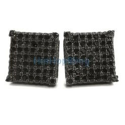 Custom Micro Pave Earrings Black CZ Cube