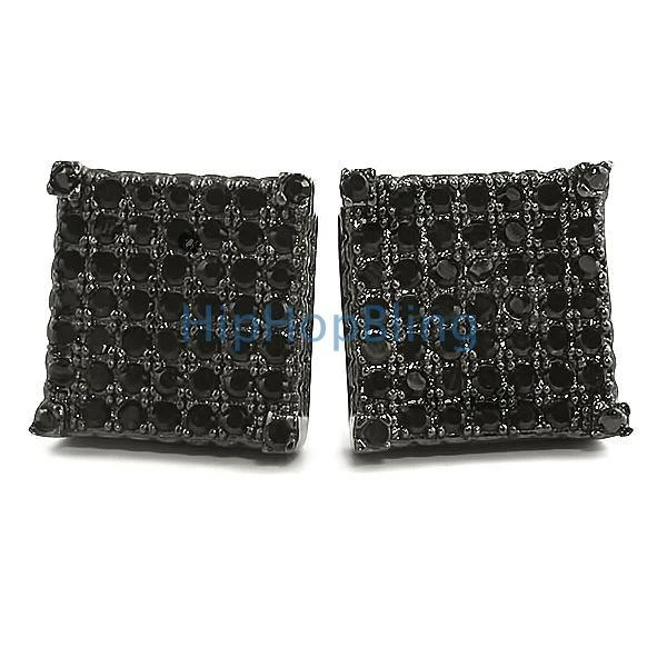 Custom Micro Pave Earrings Black CZ Cube 1 Custom Micro Pave Earrings Black CZ Cube