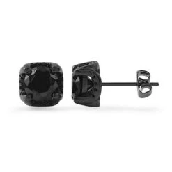 CZ Setting Stud Black Bling Bling Earrings