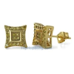 Double Kite M Lemonade CZ Iced Out Earrings