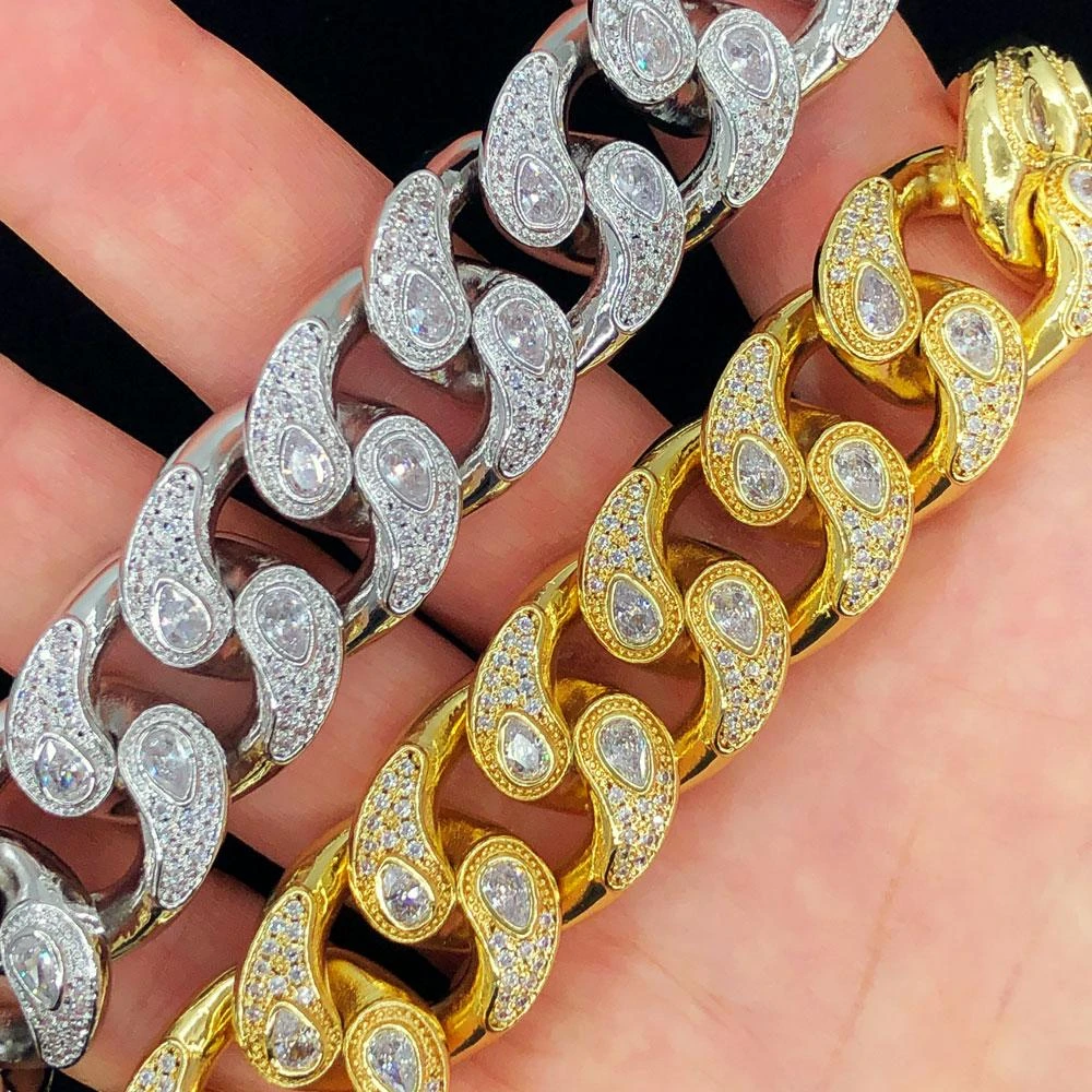 Drip Pear Cut Cuban CZ Iced Out Hip Hop Bracelet 2 Drip Pear Cut Cuban CZ Iced Out Hip Hop Bracelet - Image 2