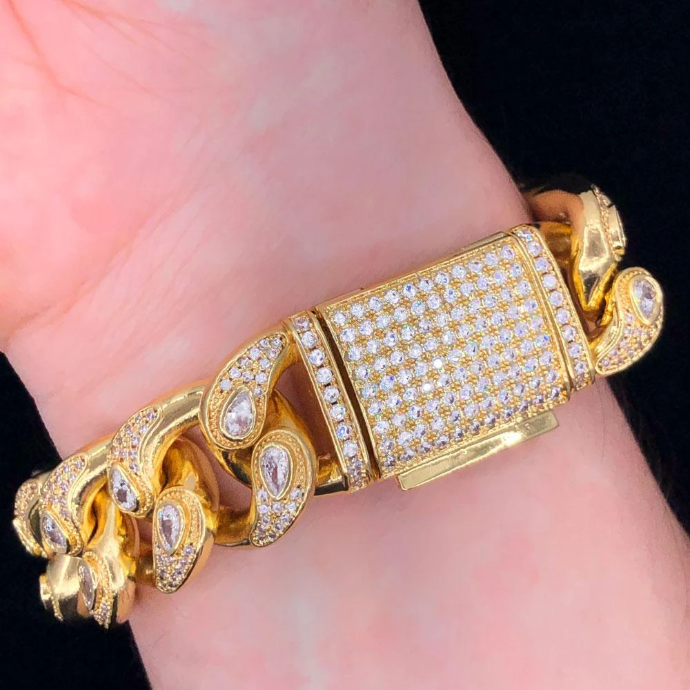 Drip Pear Cut Cuban CZ Iced Out Hip Hop Bracelet 4 Drip Pear Cut Cuban CZ Iced Out Hip Hop Bracelet - Image 4