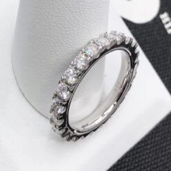 Eternity Band 3MM VVS Moissanite Ring .925 Sterling Silver