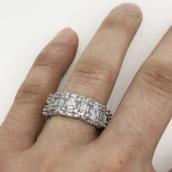 Exotic Baguette Princess Eternity Band Rhodium Bling CZ Ring -Jewelry Sales Store exotic baguette princess eternity band rhodium bling cz ring hiphopbling 287169