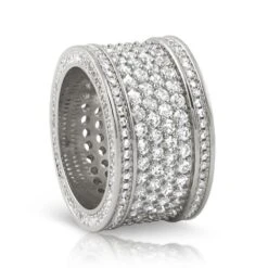 Fat 6 Row Eternity Bling Bling CZ Ring In Rhodium