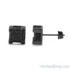 Iced Out Black Cube CZ Micro Pave Earrings