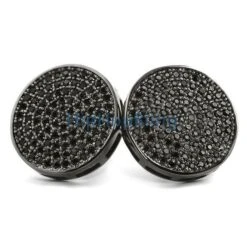 Jumbo Circle Black CZ Micro Pave Bling Bling Earrings