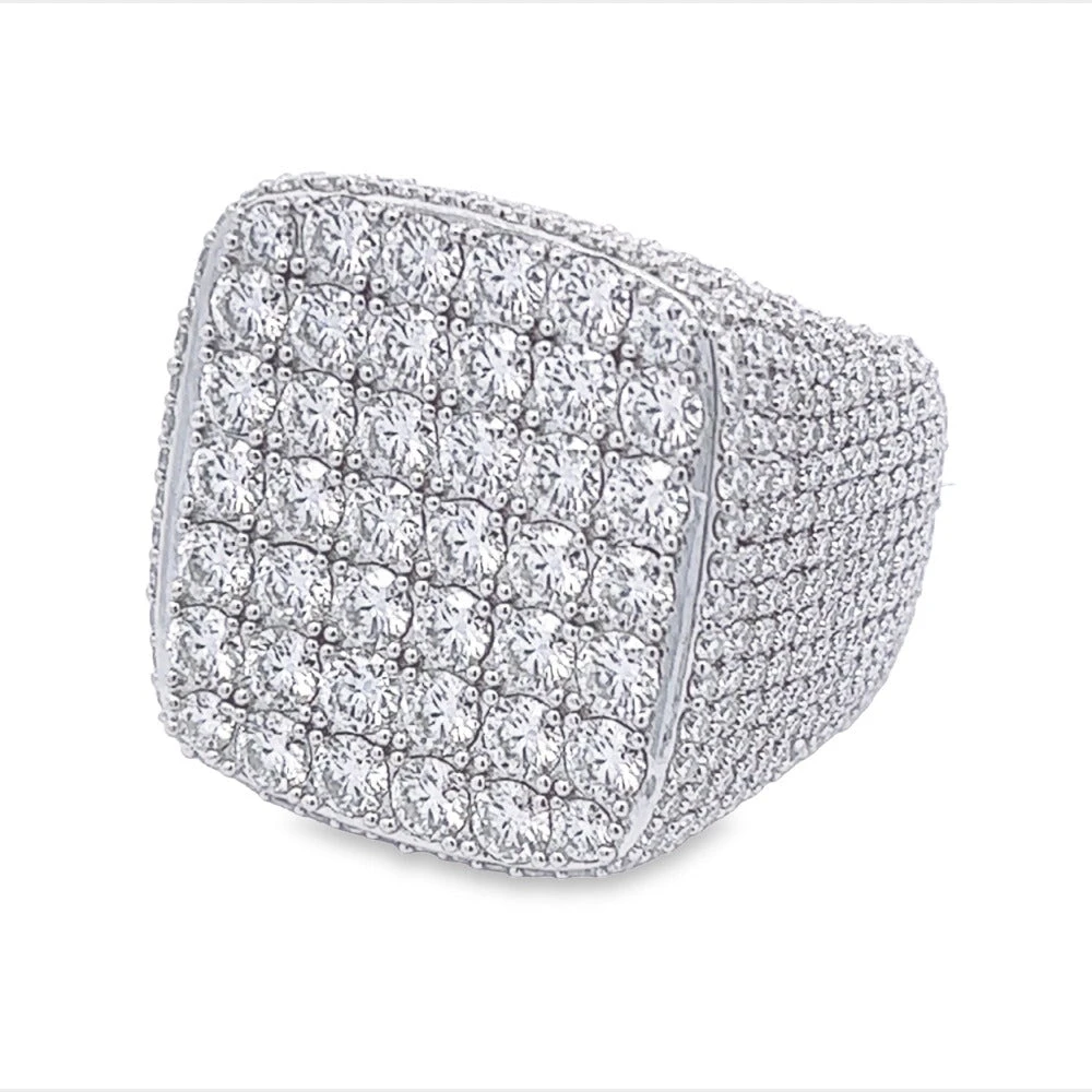 Large Cushion Iced Out VVS Moissanite Ring .925 Sterling Silver 1 Large Cushion Iced Out VVS Moissanite Ring .925 Sterling Silver