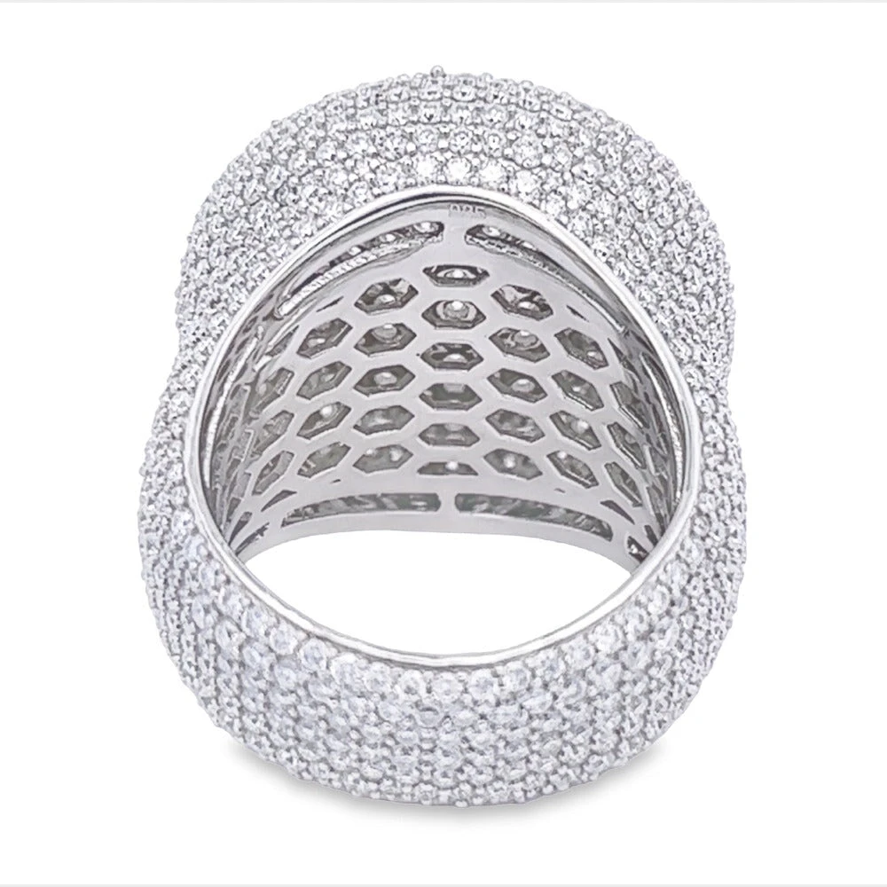 Large Round Pave Iced Out VVS Moissanite Ring .925 Sterling Silver 6 Large Round Pave Iced Out VVS Moissanite Ring .925 Sterling Silver - Image 6