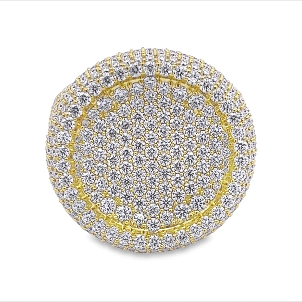 Large Round Pave Iced Out VVS Moissanite Ring .925 Sterling Silver 4 Large Round Pave Iced Out VVS Moissanite Ring .925 Sterling Silver - Image 4