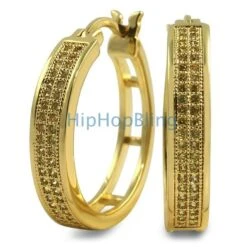 Lemonade CZ 2 Row Hoops Micro Pave Earrings
