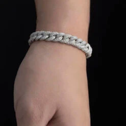 Moissanite 2 Row Cuban Link Iced Out Bracelet 9MM .925 Sterling Silver -Jewelry Sales Store moissanite 2 row cuban link iced out bracelet 9mm 925 sterling silver hiphopbling 328535