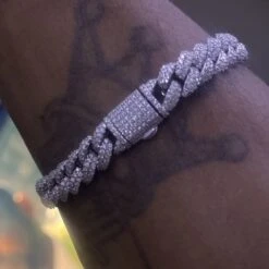 Moissanite 2 Row Cuban Link Iced Out Bracelet 9MM .925 Sterling Silver