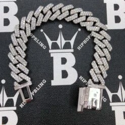 Moissanite Sharp Cuban Link Bracelet 15MM .925 Silver -Jewelry Sales Store moissanite sharp cuban link bracelet 15mm 925 silver hiphopbling 949000
