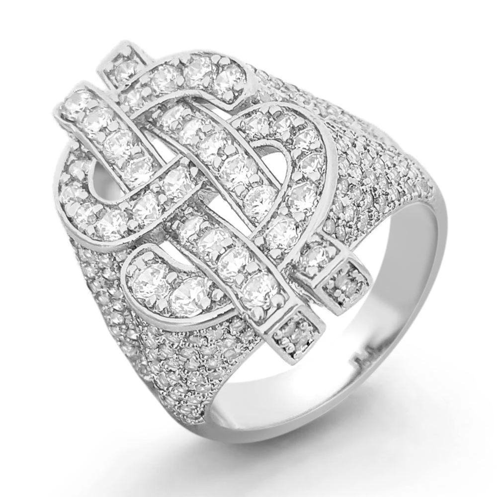 Money Dollar Sign CZ Eternity Band Hip Hop Ring 2 Money Dollar Sign CZ Eternity Band Hip Hop Ring - Image 2