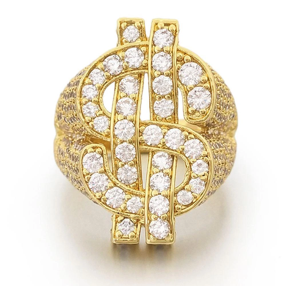 Money Dollar Sign CZ Eternity Band Hip Hop Ring 1 Money Dollar Sign CZ Eternity Band Hip Hop Ring