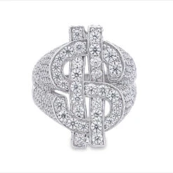 Money Dollar Sign Iced Out VVS Moissanite Ring .925 Sterling Silver -Jewelry Sales Store money dollar sign iced out vvs moissanite ring 925 sterling silver hiphopbling 683322
