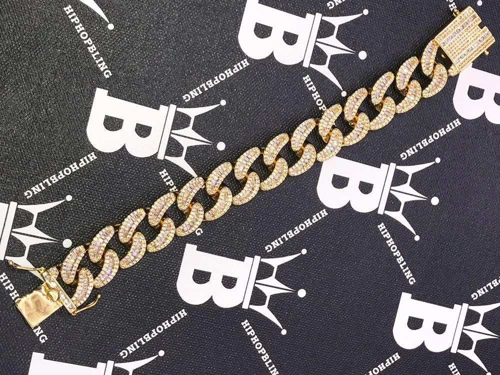 New Baguette Cuban VVS CZ Iced Out Hip Hop Bracelet 7 New Baguette Cuban VVS CZ Iced Out Hip Hop Bracelet - Image 7