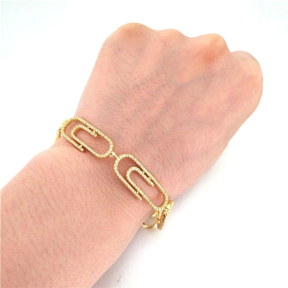 Paper Clip Link CZ Bling Bling Bracelet 3 Paper Clip Link CZ Bling Bling Bracelet - Image 3