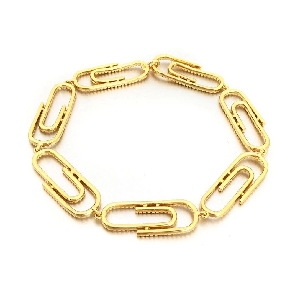 Paper Clip Link CZ Bling Bling Bracelet 2 Paper Clip Link CZ Bling Bling Bracelet - Image 2
