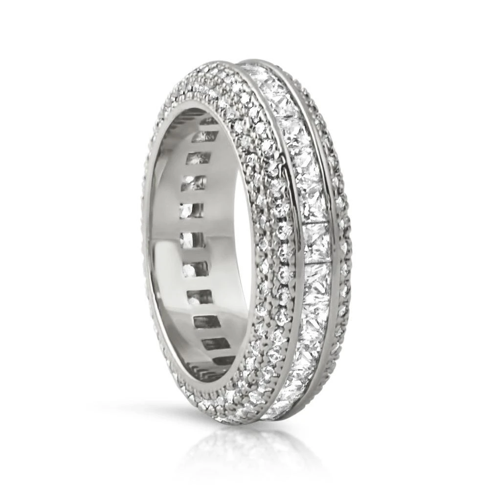 Princess Cut Channel Set Micro Pave Eternity Band Ring In Rhodium 1 Princess Cut Channel Set Micro Pave Eternity Band Ring In Rhodium