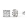 Princess Cut Square Cluster Rhodium CZ Hip Hop Earrings