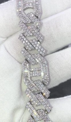 Sharp Baguette Mariner Figaro Iced Out Hip Hop Bracelet -Jewelry Sales Store sharp baguette mariner figaro iced out hip hop bracelet white gold 8 hiphopbling 268586