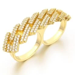 Sharp Cuban Bling Bling 2 Finger Ring 9 Sharp Cuban Bling Bling 2 Finger Ring -Jewelry Sales Store sharp cuban bling bling 2 finger ring hiphopbling 865726