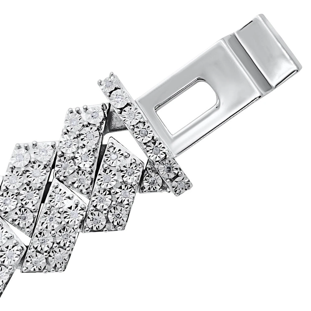 Sharp Cuban Miracle Set Real Diamond Bracelet .925 Sterling Silver | 4 Sizes 2 Sharp Cuban Miracle Set Real Diamond Bracelet .925 Sterling Silver | 4 Sizes - Image 2