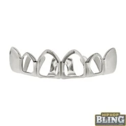 Silver Grillz 4 Open Outline Top Teeth