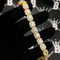 Solitaire Cluster Hip Hop Iced Out Bracelet -Jewelry Sales Store solitaire cluster hip hop iced out bracelet yellow gold 8 hiphopbling 579201