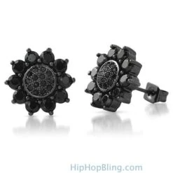 Sun Shine Black CZ Bling Bling Earrings