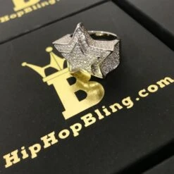 Super Star Rhodium CZ Bling Bling Ring -Jewelry Sales Store super star rhodium cz bling bling ring 7 hiphopbling 298292