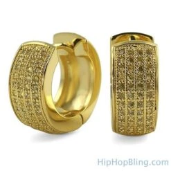 Thick 4 Row Hoops Lemonade CZ Huggie Earrings