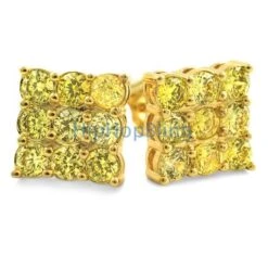 Triple Diamond CZ Lemonade Bling Bling Earrings